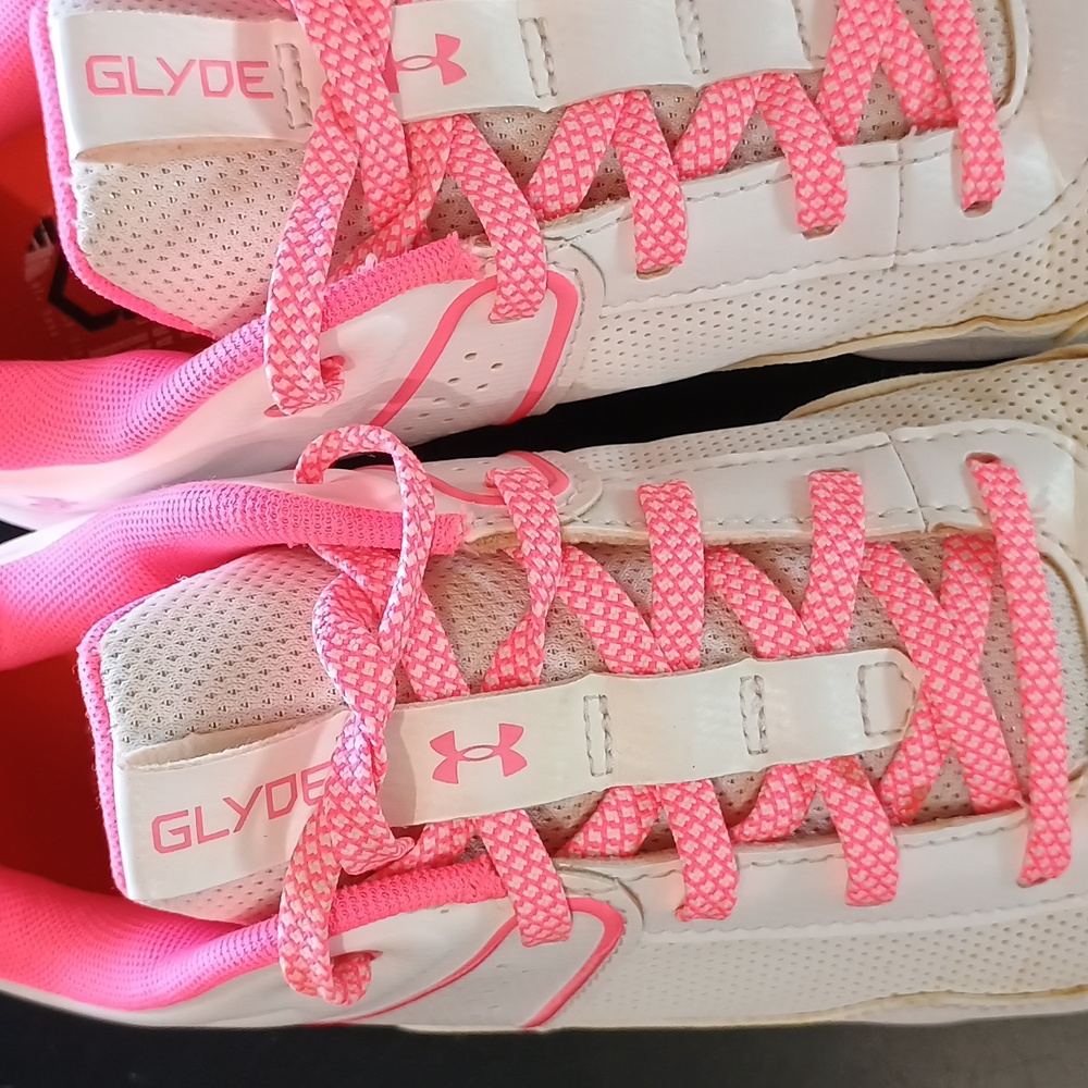 Under Armour Kids Pink and White Cleats - Picture 5 of 10